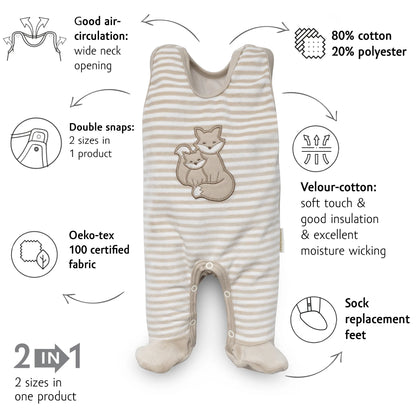 Organic Sleeveless Velour Bodysuit - Stripes