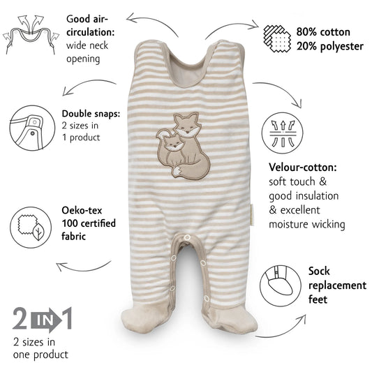 Organic Sleeveless Velour Bodysuit - Stripes