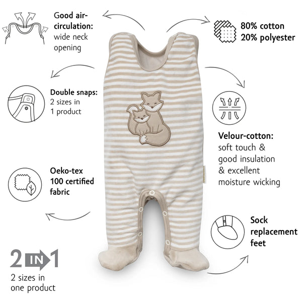 Organic Sleeveless Velour Bodysuit - Stripes