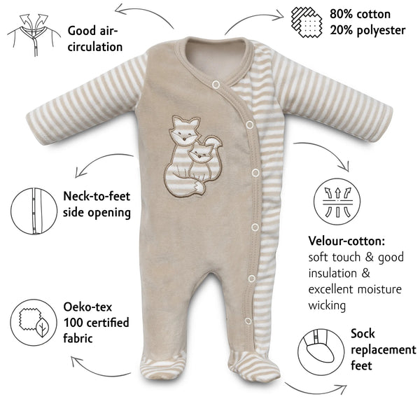 Organic Long Sleeve side-snap Sleepsuit - Fox
