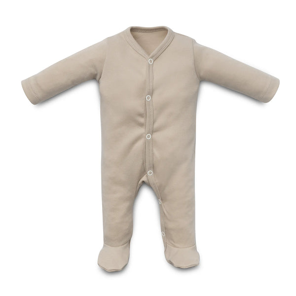 Organic Long Sleeve mid-snap Sleepsuit - Hazelnut