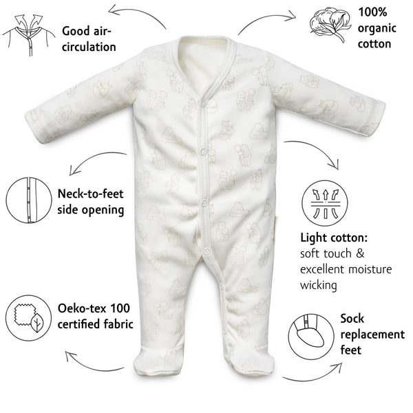 Organic Long Sleeve mid-snap Sleepsuit - Full Print