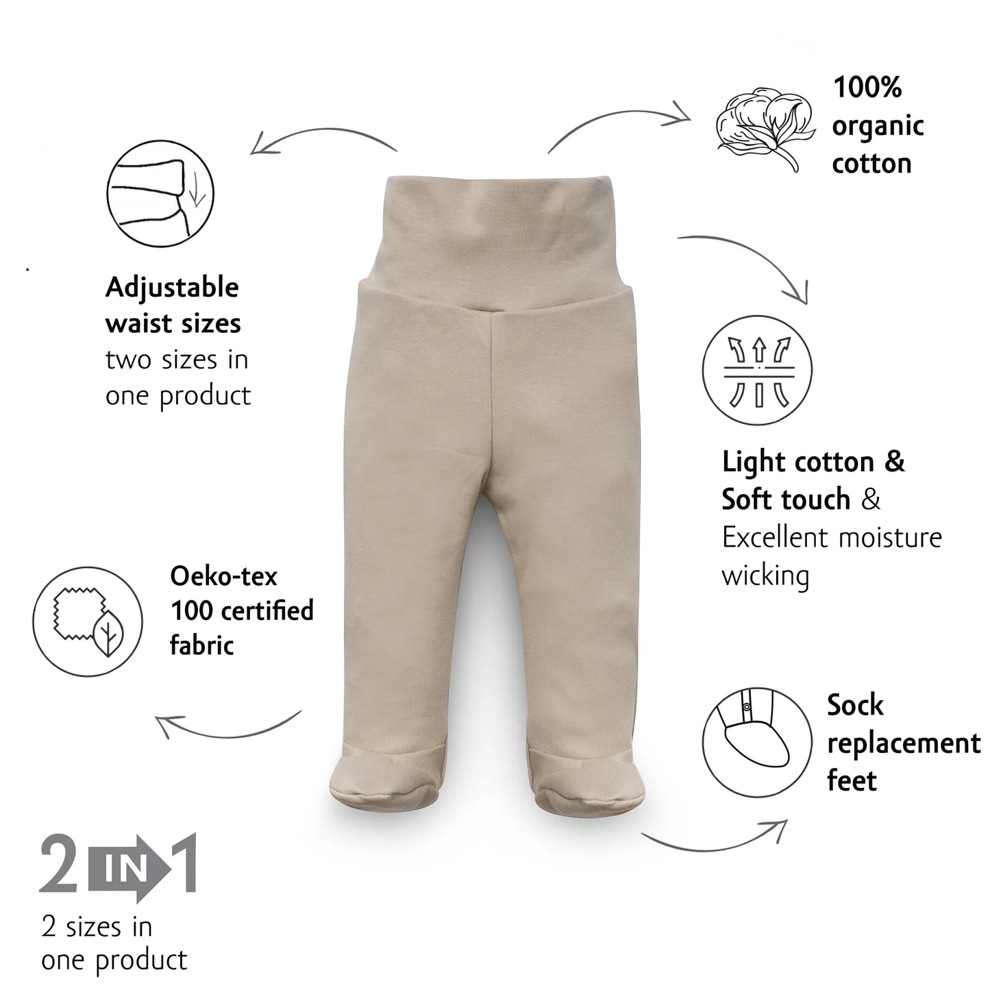 Organic Cotton Baby Pants - Hazelnut