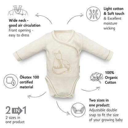Organic Long Sleeve Kimono Bodysuit - Fox