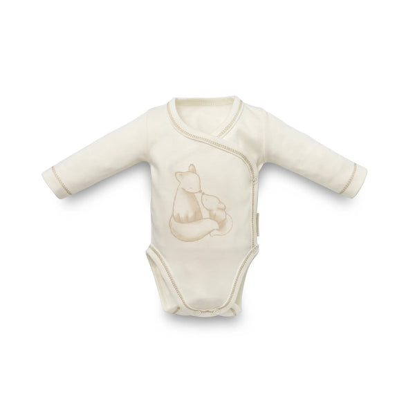 Organic Long Sleeve Kimono Bodysuit - Fox
