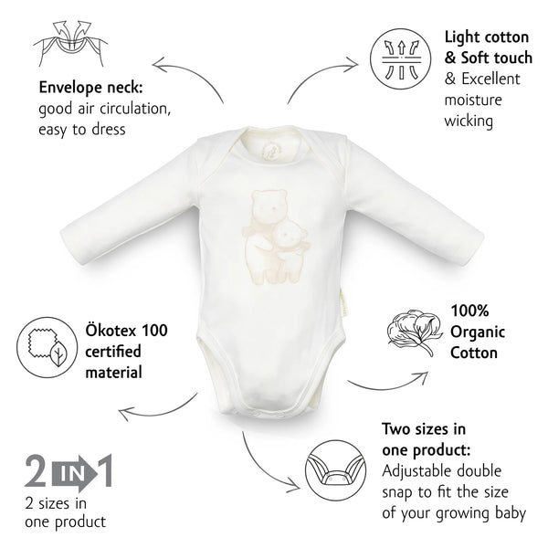 Organic Long Sleeve Bodysuit - Bear