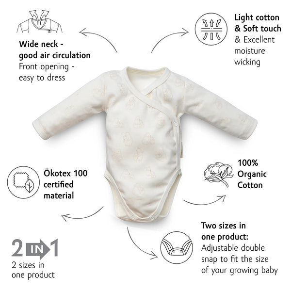 Organic Long Sleeve Kimono Bodysuit - Full Print