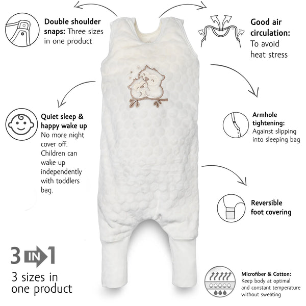 Organic Toddler Sleeping Bag with legs TOG 2 - Popcorn Owl