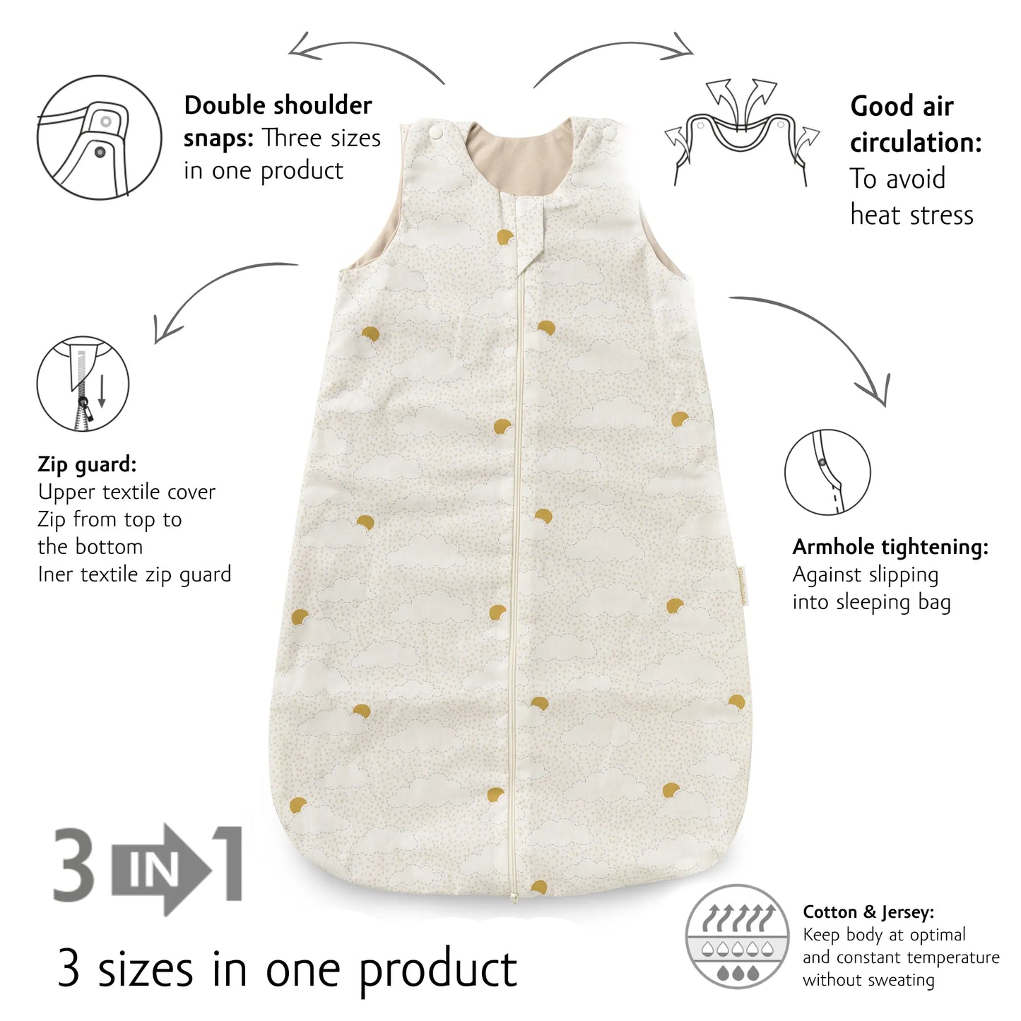 Organic Baby Sleeping Bag TOG 1 - Cloud