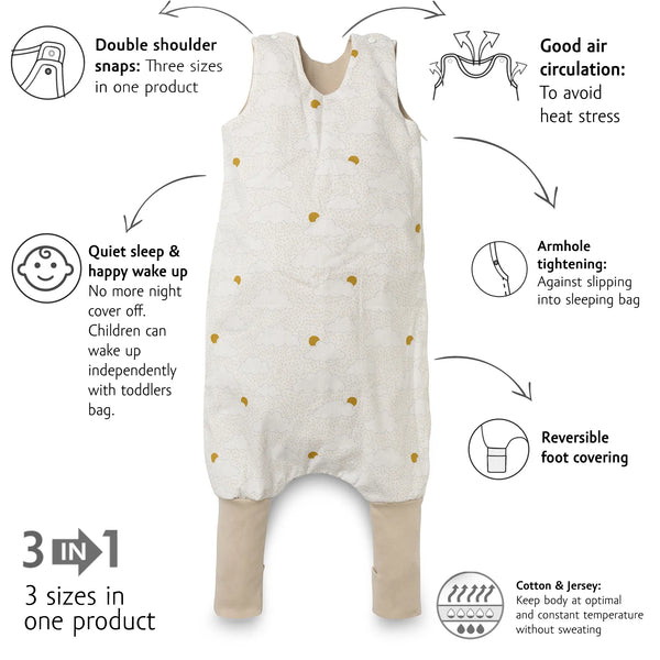 Organic Toddler Sleeping Bag with legs TOG 0.5 - Cloud