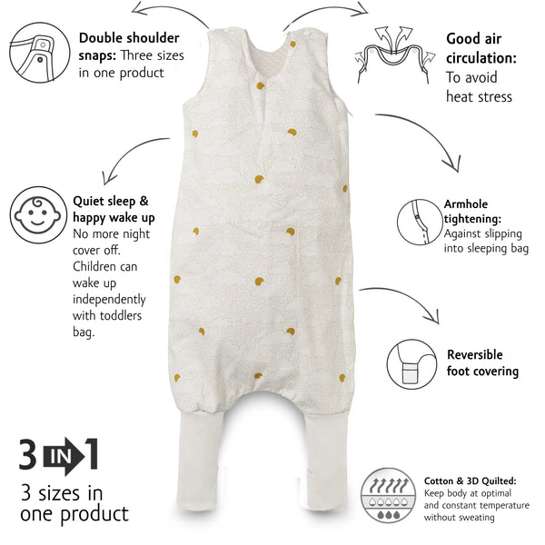 Organic Toddler Sleeping Bag with legs TOG 1 - Cloud