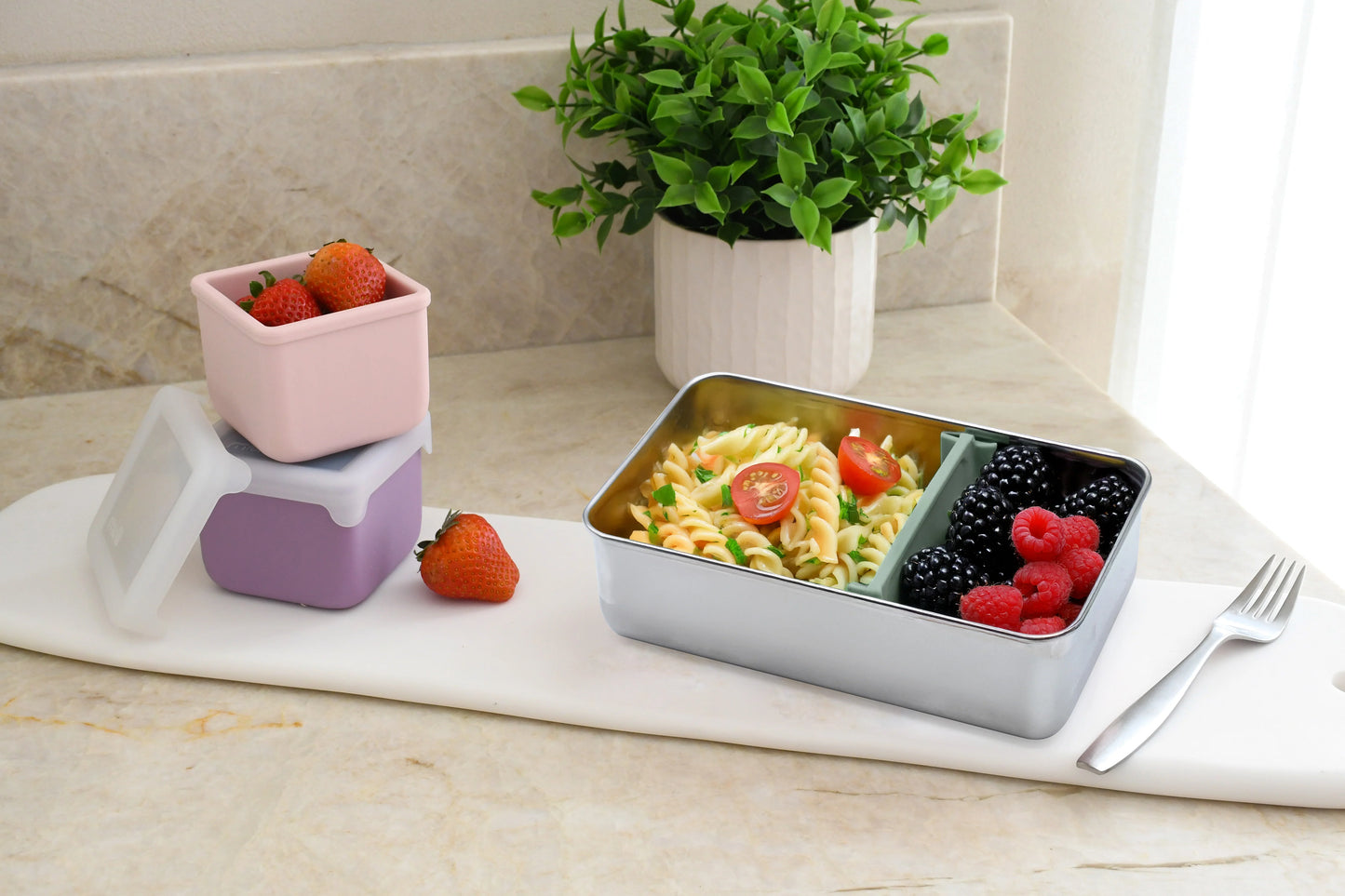 Melii Stainless Steel Lunchbox with Silicone lid - Blue