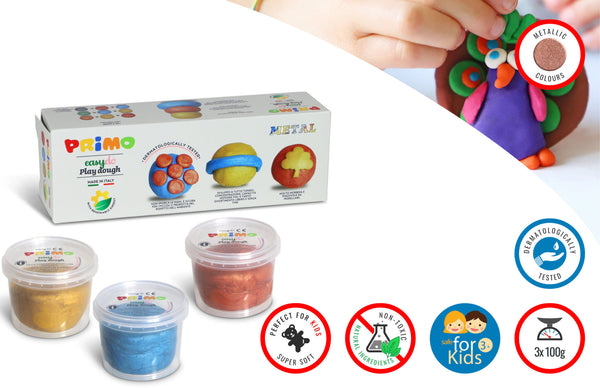 Primo Easydo Play dough - 3 colours Metallic