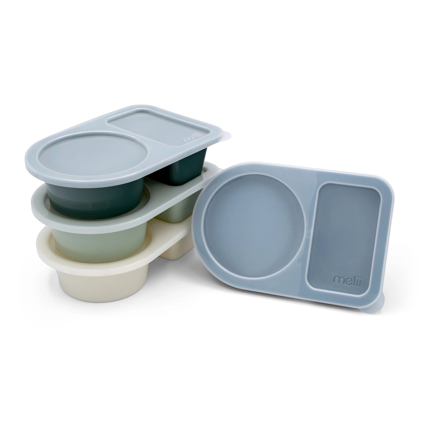 Melii 2-Compartment Meal Prep Containers SNACK - Fern/Ivory/Slate/Sage