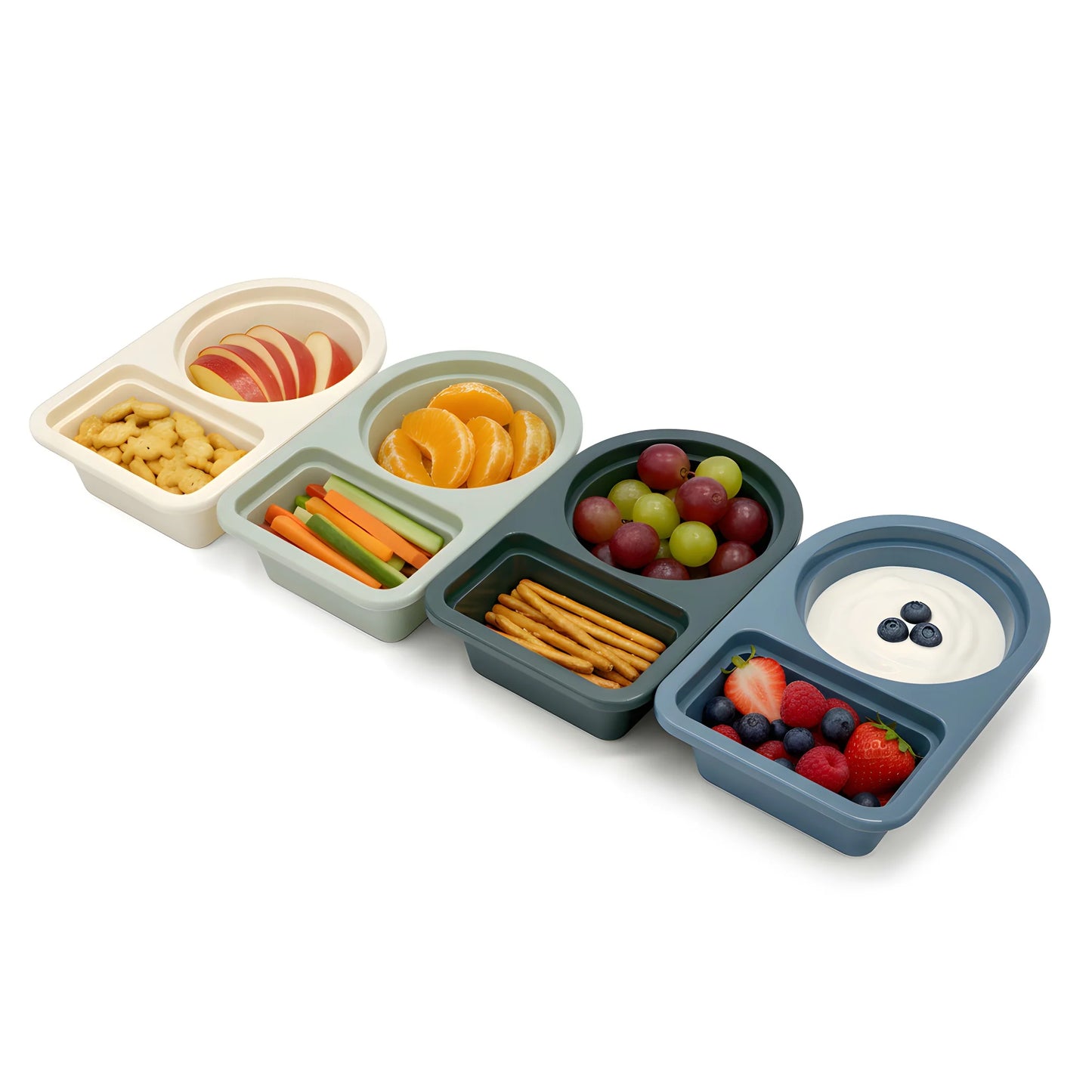 Melii 2-Compartment Meal Prep Containers SNACK - Fern/Ivory/Slate/Sage
