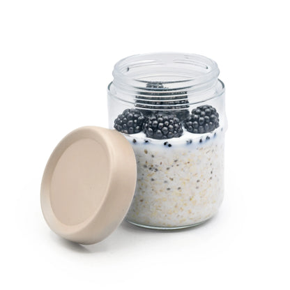 Melii Glass Overnight Oat Jars 2 pack (ivory/sage)