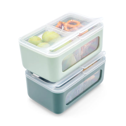 Melii Nano - 2 Compartment Snack Box 2 Pack - Sage/Fern