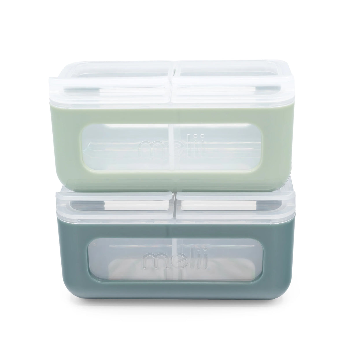 Melii Nano - 2 Compartment Snack Box 2 Pack - Sage/Fern
