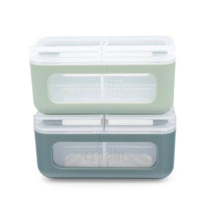 Melii Nano - 2 Compartment Snack Box 2 Pack - Sage/Fern