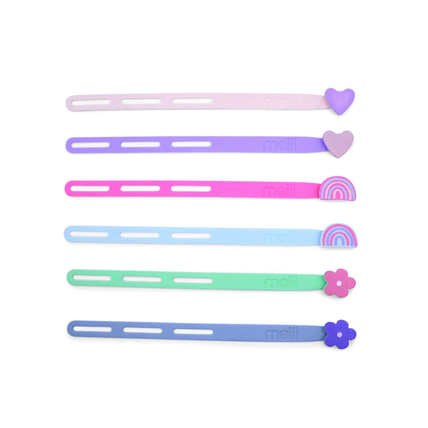 Melii Silicone Wrap Straps - Rainbow / Heart
