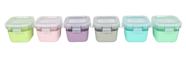 Melii Glass Containers with Silicone Sleeve - Blue Mint Lime