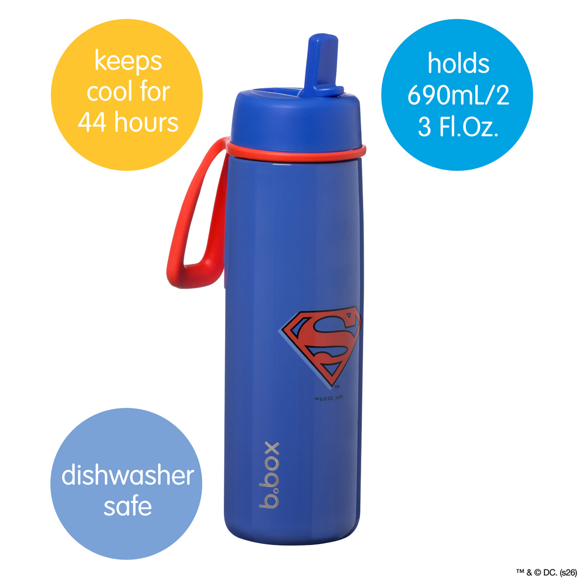 SUPERMAN by b.box - 690mL Insulated Flip Top Bottle