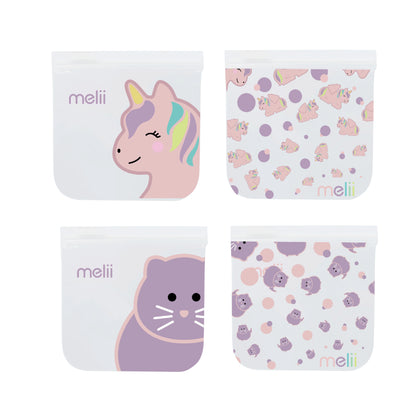 Melii EVA Reusable Snack Bags - Cat/Unicorn
