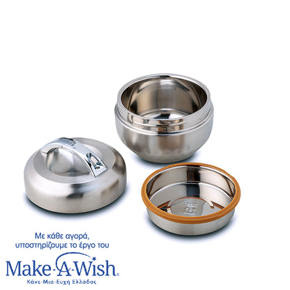 Round stainless steel SS304 lunch box "We Care", 1000ml