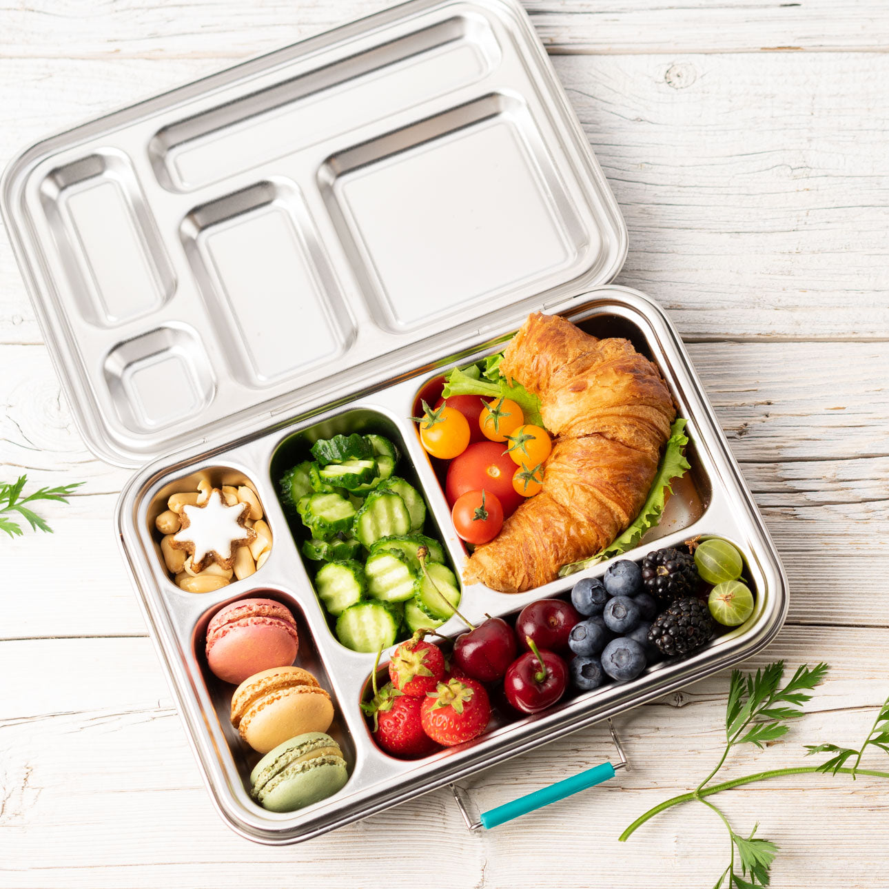 LEKKABOX GRANDE Stainless Steel Lunchbox - Petrol Blue