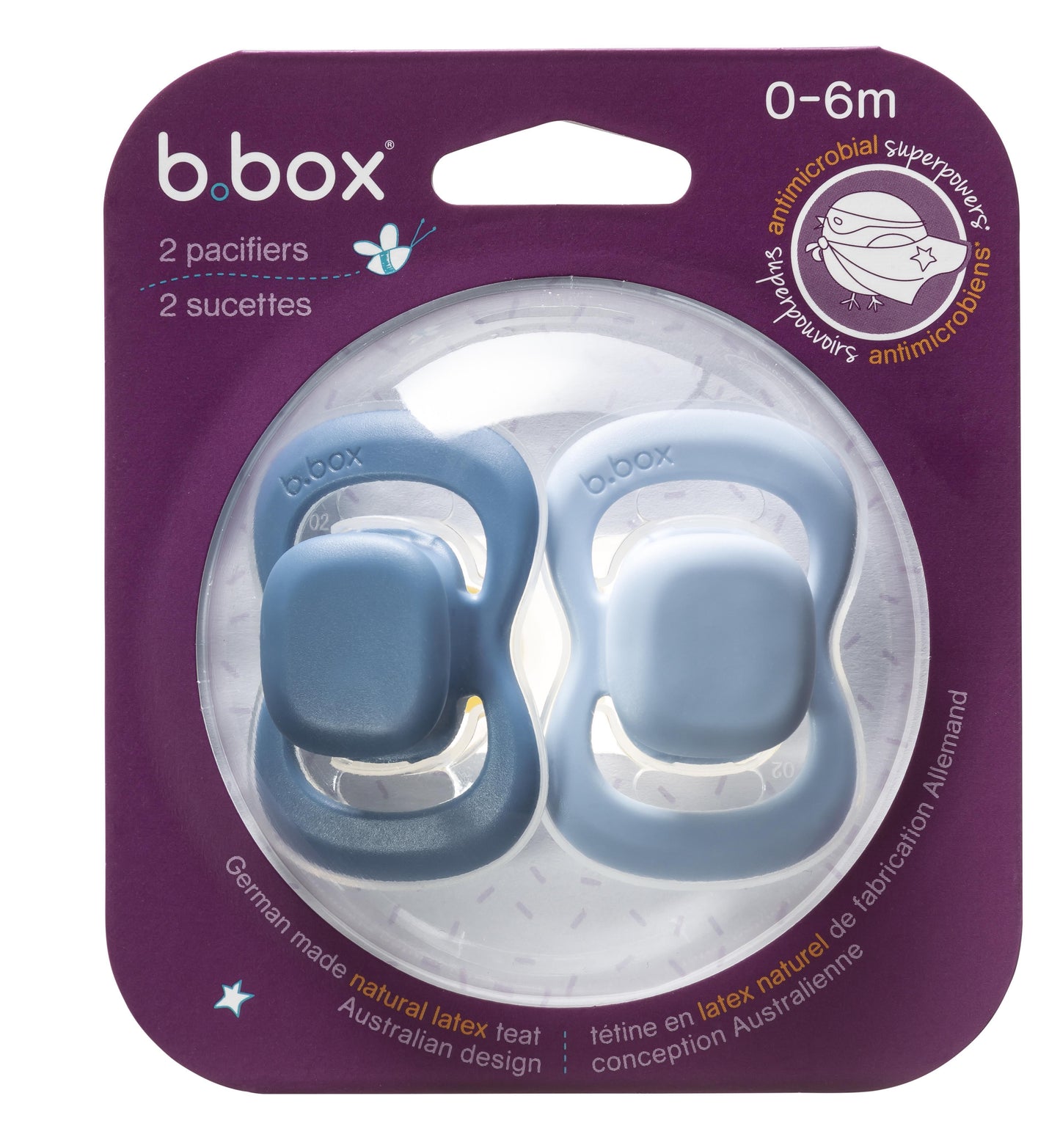 b.box Pacifier Duo Silicone - Ocean+Sky