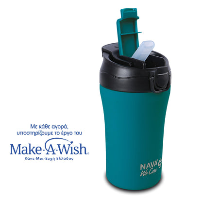Stainless steel insulated travel mug hot and cold - Petrol Blue 450ml