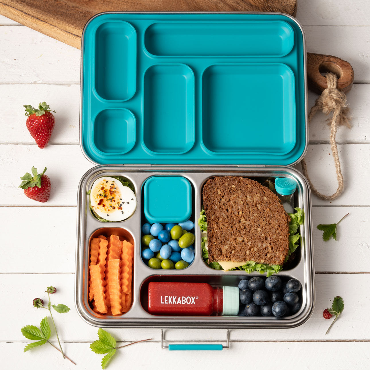 LEKKABOX GRANDE Stainless Steel Lunchbox - Petrol Blue