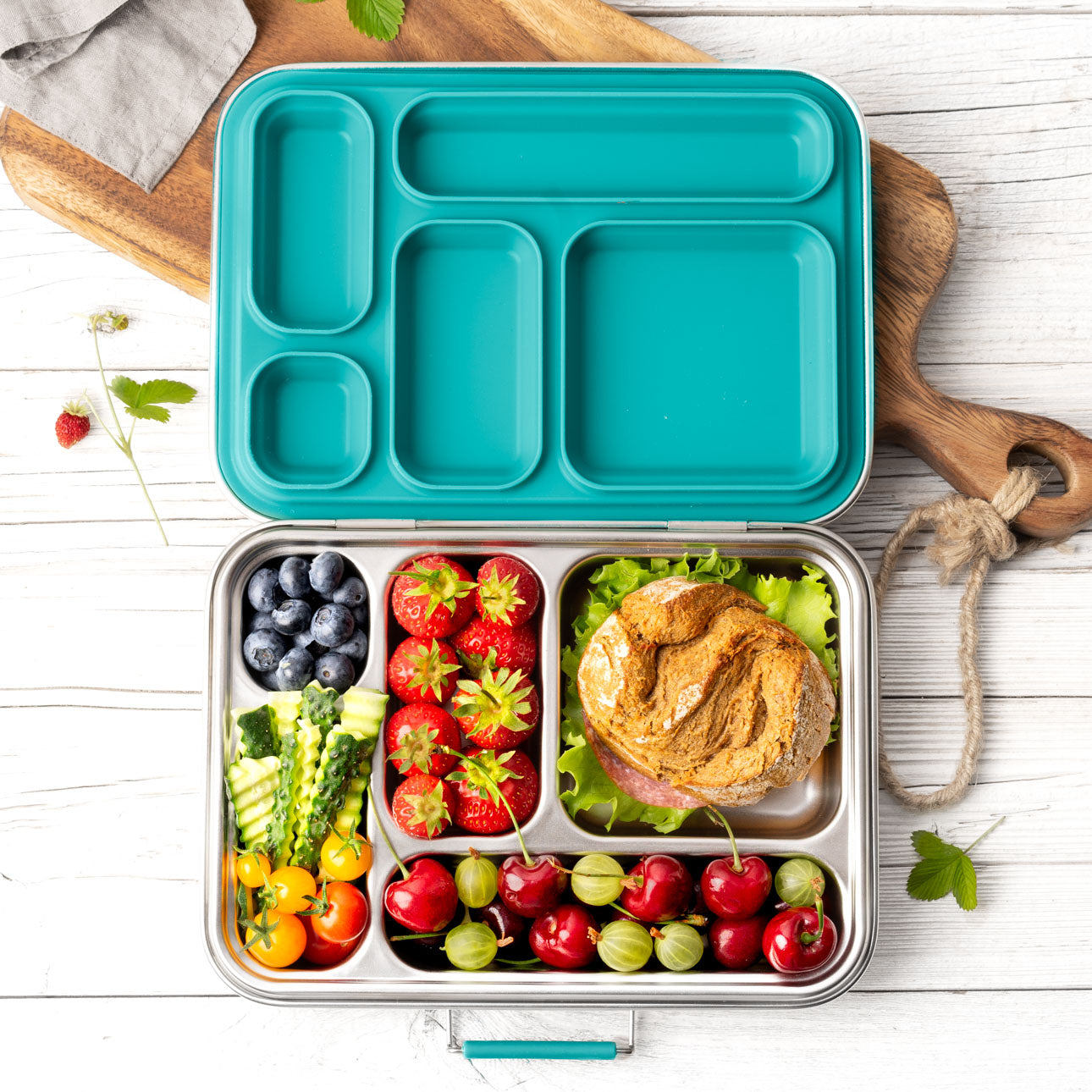 LEKKABOX GRANDE Stainless Steel Lunchbox - Petrol Blue