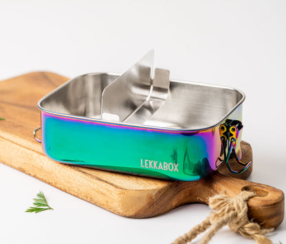 LEKKABOX Safe Rainbow 1 Compartment, 1000ml Stainless Steel Lunchbox