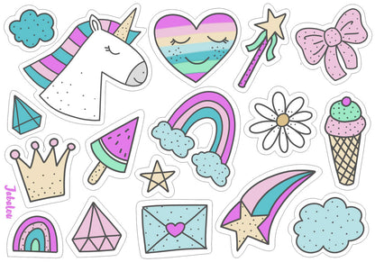 Waterproof lunch box sticker - Unicorn Rainbow