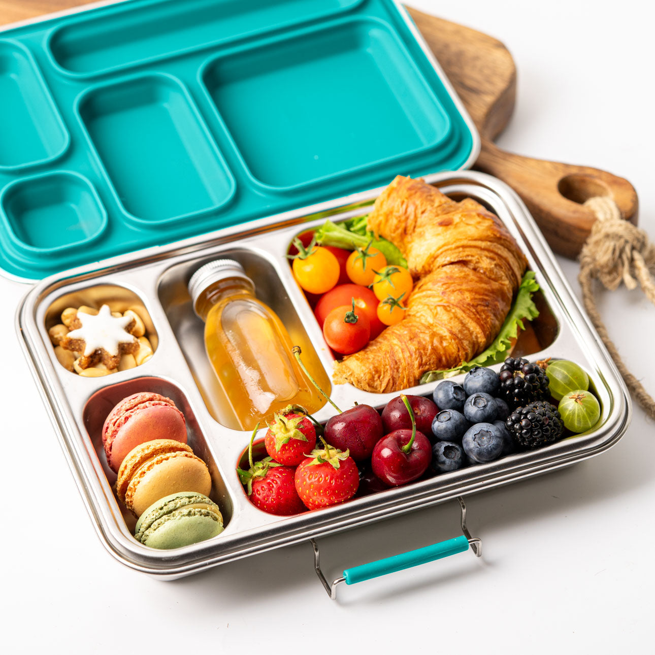 LEKKABOX GRANDE Stainless Steel Lunchbox - Petrol Blue