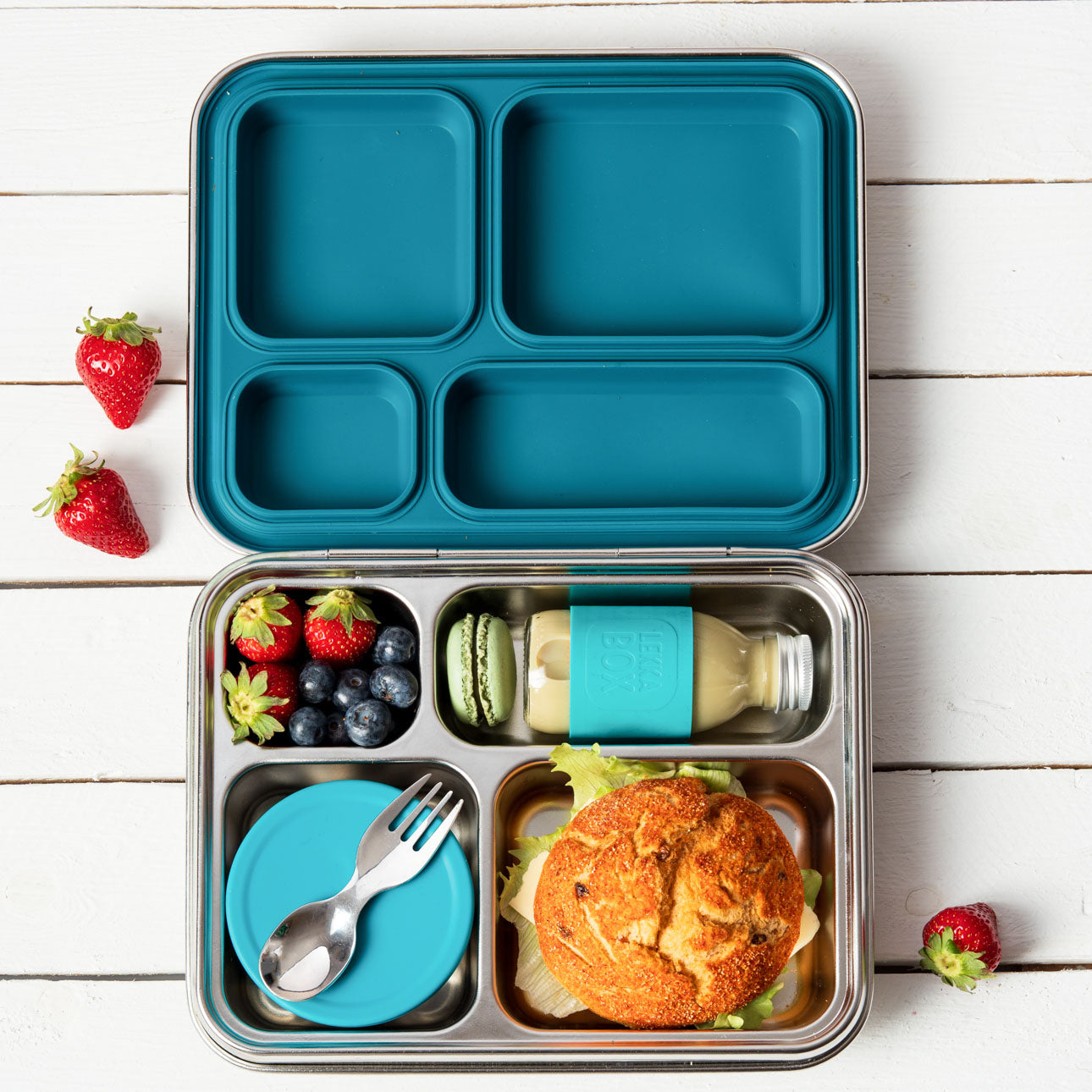 LEKKABOX MAXI Stainless Steel Lunchbox 4 comp