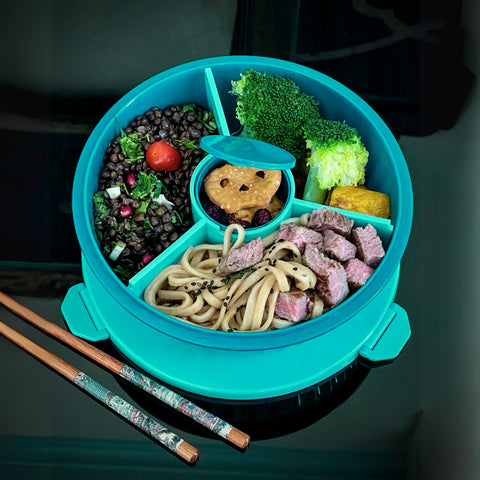 Yumbox Poke Salad Bowl with 3 Part Divider - Lagoon Blue