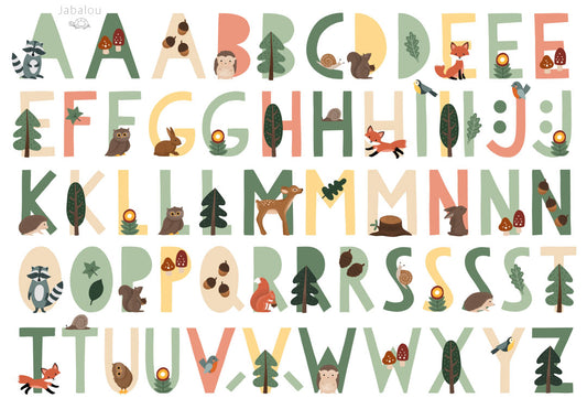 Waterproof lunch box sticker - ABC Capitals Forest