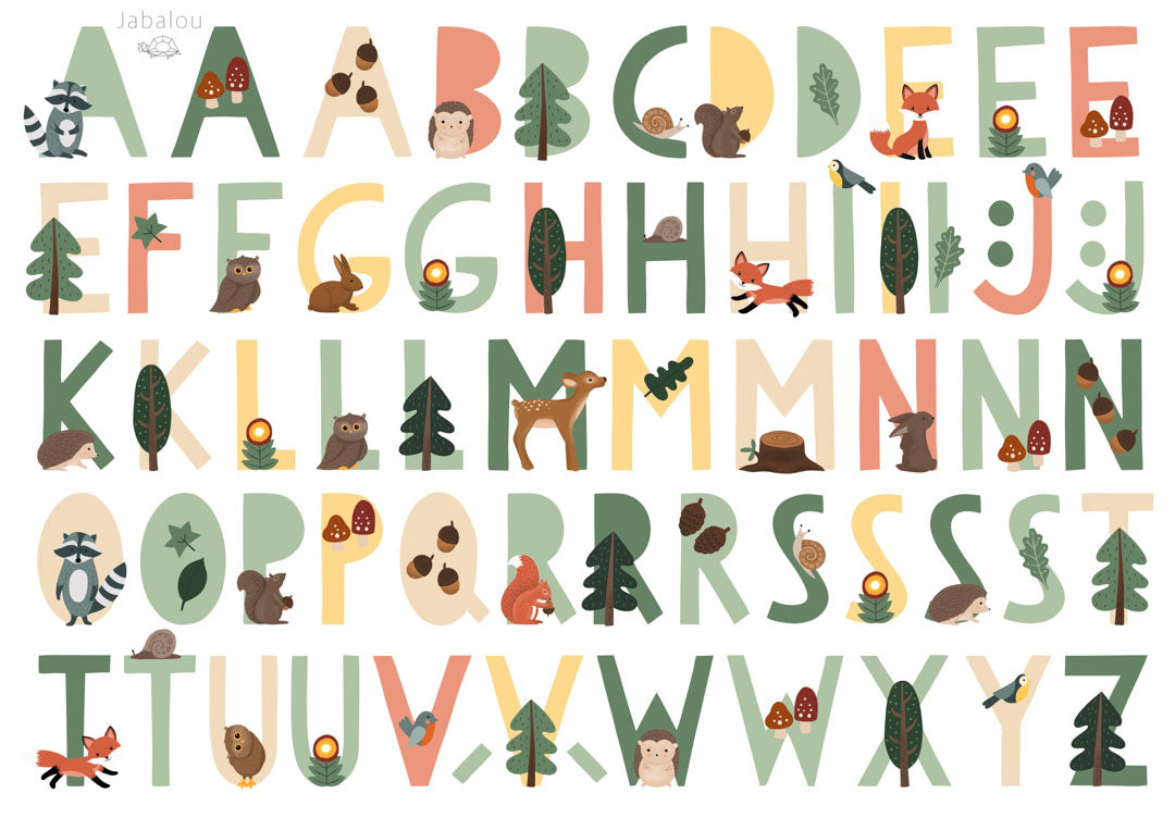 Waterproof lunch box sticker - ABC Capitals Forest