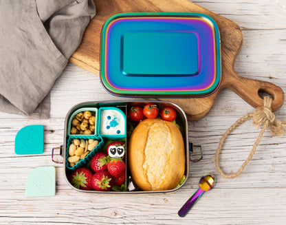 LEKKABOX Safe Rainbow 1 Compartment, 1000ml Stainless Steel Lunchbox