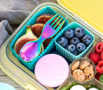Lekkabox Mini stainless steel Spork 10cm Rainbow