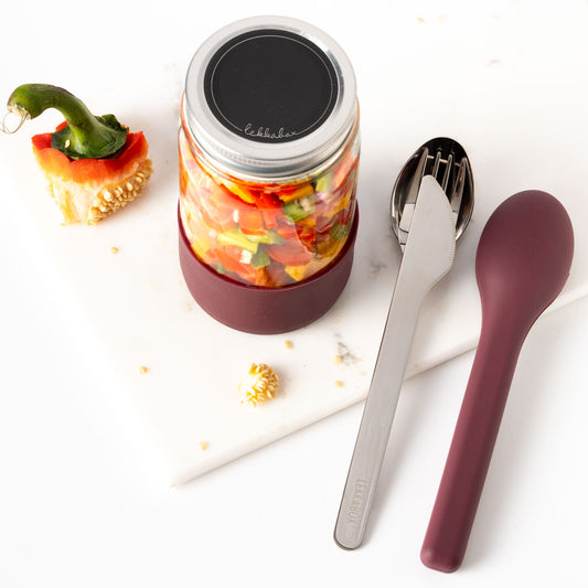 LEKKABOX Pocket Travel cutlery with case - Plum