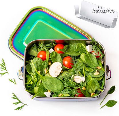 LEKKABOX Safe Rainbow 1 Compartment, 1000ml Stainless Steel Lunchbox