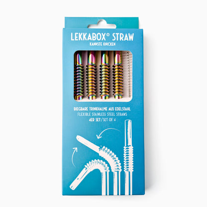 LEKKABOX Flexible Stainless Steel Straws 16cm