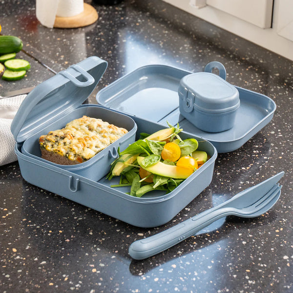 Large Lunch box with divider PASCAL L - Flower Blue