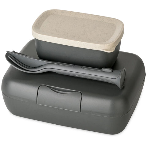 Lunch box + cutlery set CANDY READY - Ash Grey