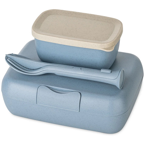 Lunch box + cutlery set CANDY READY - Flower Blue