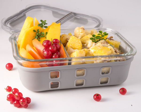 LEKKABOX Prep - Glass lunch box with silicone cover