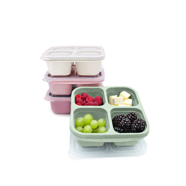 Melii 4-Compartment Meal Prep Containers - Blush/Ivory/Berry